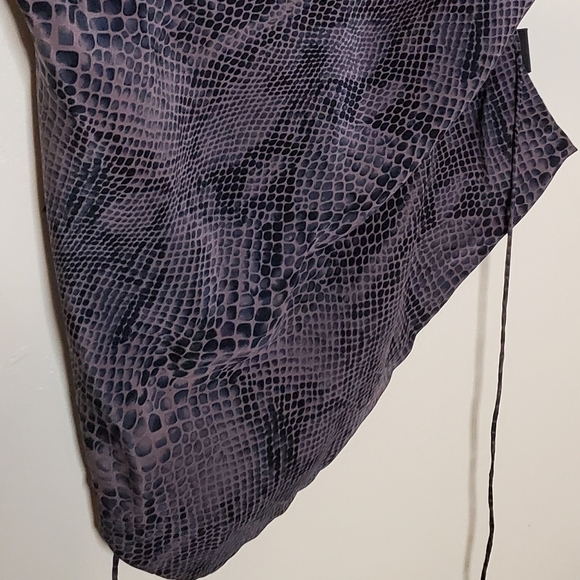 Mauve Purple, and Gray Snakeskin Print Silk Strappy Wrap y2k Tie Top - Picture 13 of 13